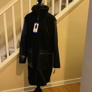 Andrew Marc Black Coat with Faux Fur and Leather
